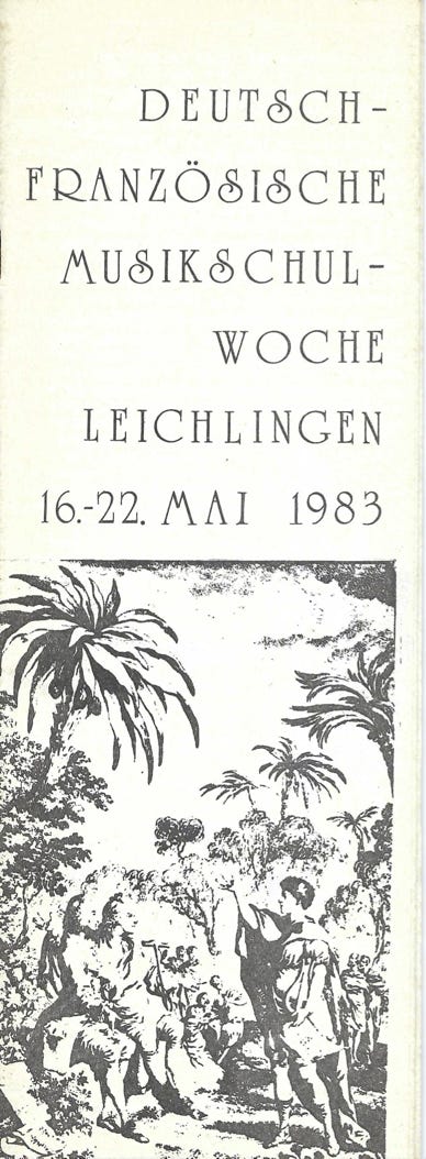 Programmheft der deutsch-franzoesische Musikschulwoche in Leichlingen 1983 unter Leitung von A.A.Bispo